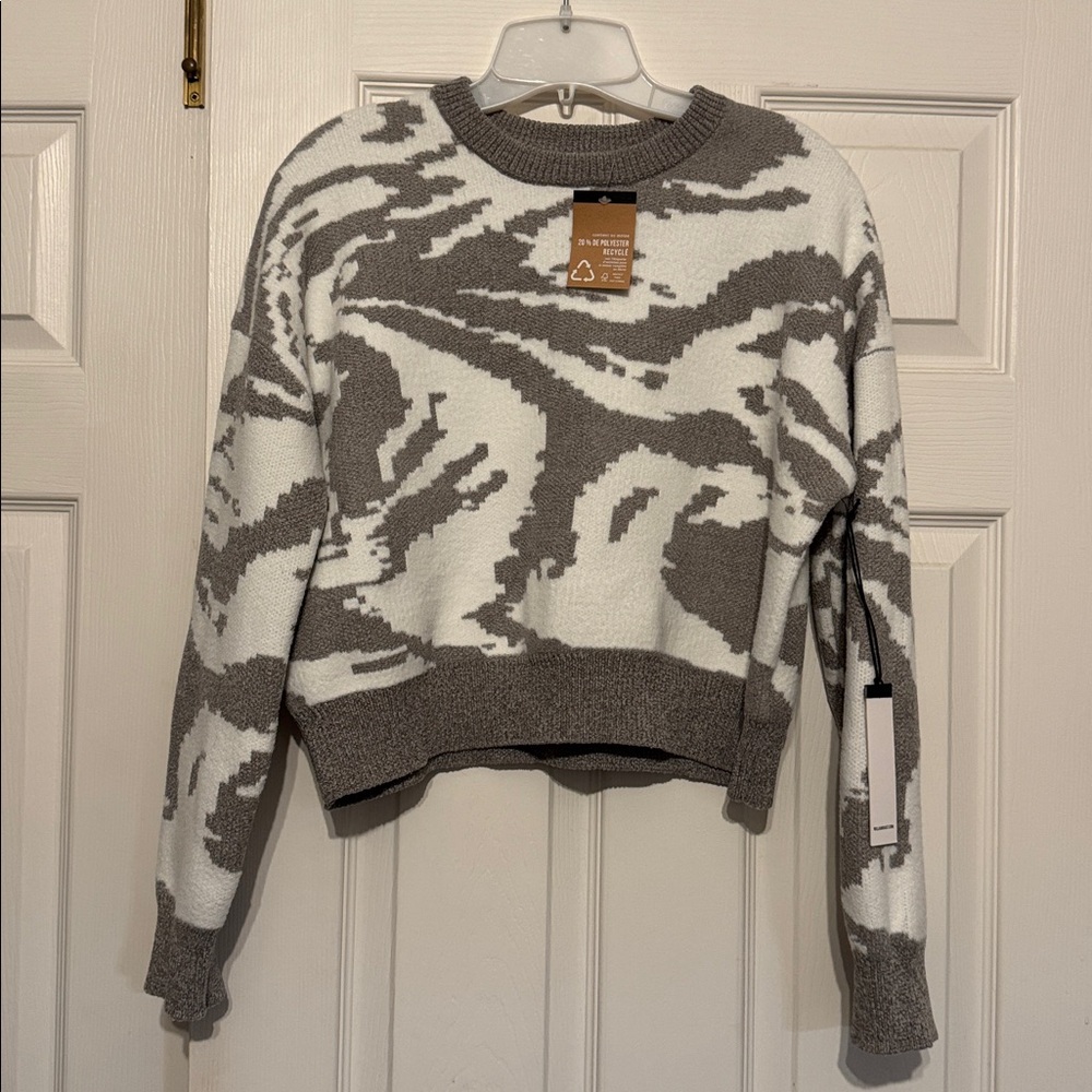 Gray and White Patterned Sweater
